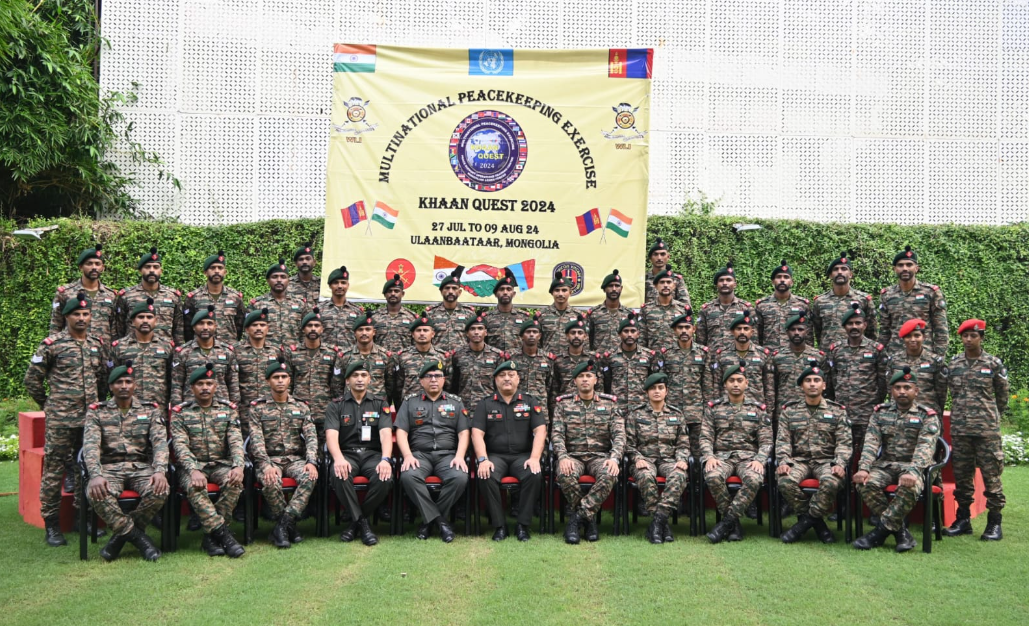 Khan Quest 2024 begins in Ulaanbaatar with AI systems and the Madras Regiment Battalion.