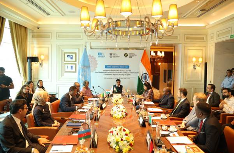 Union Sports Minister Dr. Mansukh Mandaviya Chairs Joint Meeting of COP9 Bureau and Fund's Approval Committee Under UNESCO International Convention Against Doping in Sport.