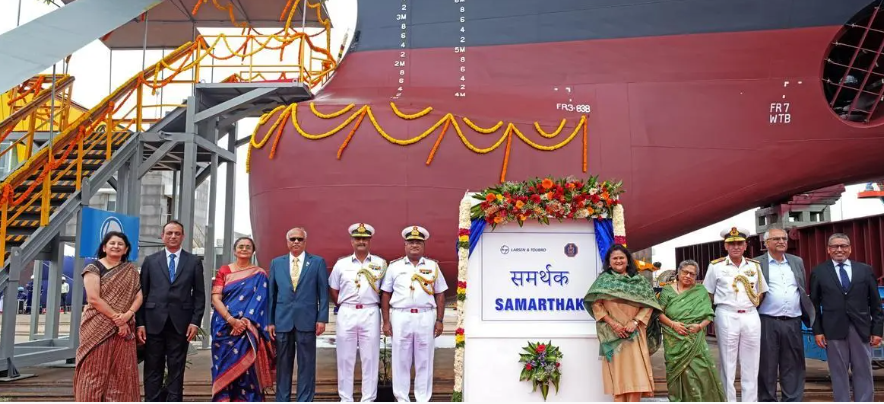 INS Samarthak, the first ship of L&T's Multi-Purpose Vessel, was launched in Chennai.
