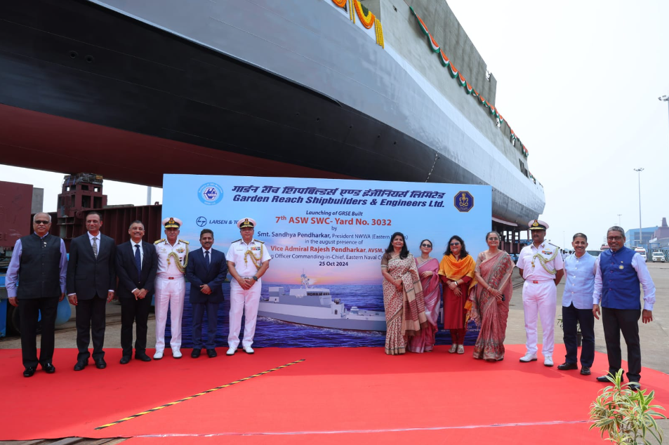 Indian Navy Commissions GRSE-Designed Anti-Submarine Warfare Vessel, INS Abhay.
