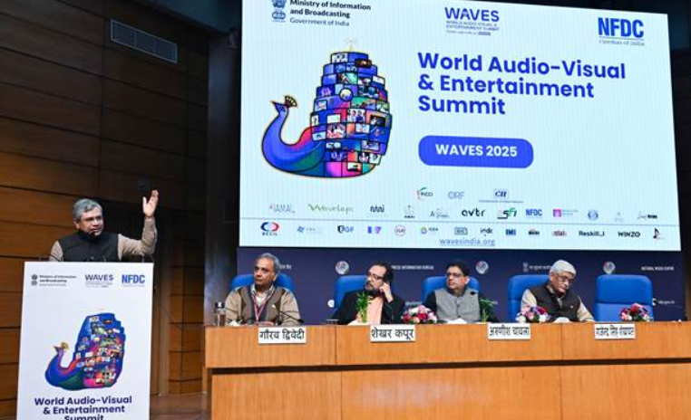 Union Ministers Ashwini Vaishnaw and Gajendra Singh Shekhawat Jointly Launch Various Initiatives Ahead of 1st WAVES in Delhi.