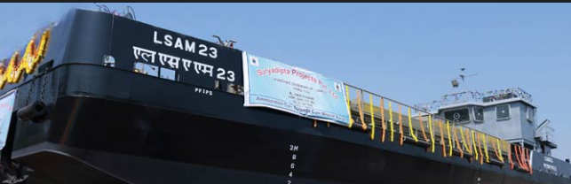 Indian Navy Inducts 9th ACTCM Barge LSAM 23 to Enhance Maritime Logistics.