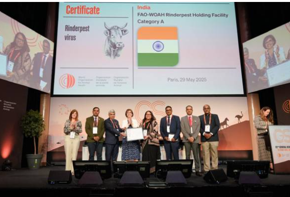 India’s ICAR-NIHSAD Bhopal Earns Category ‘A’ Status for Rinderpest Virus Containment by WOAH–FAO.