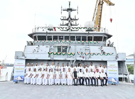 Indian Navy Commissions First Indigenous Diving Support Vessel ‘INS Nistar’ in Visakhapatnam.