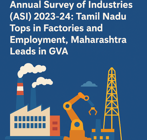 MoSPI Releases Annual Survey of Industries (ASI) 2023-24: Tamil Nadu Tops in Factories and Employment, Maharashtra Leads in GVA.