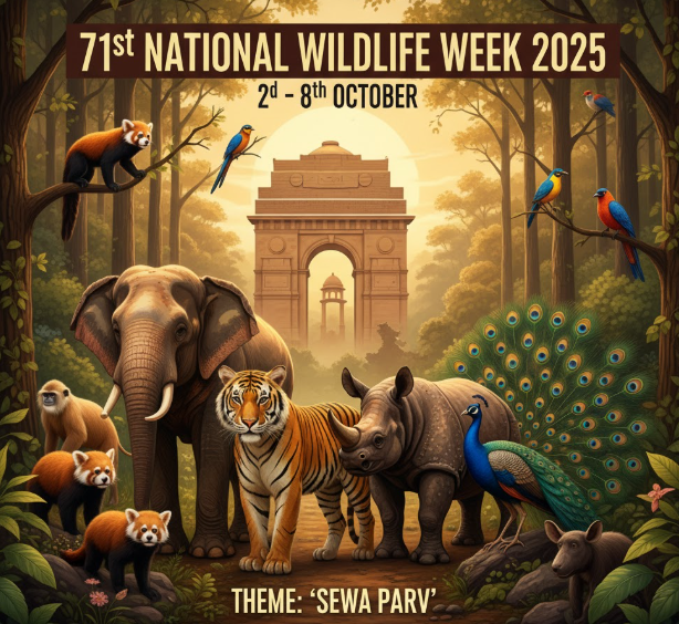 71st National Wildlife Week 2025 Observed in India from 2nd to 8th October under Theme ‘Sewa Parv’.