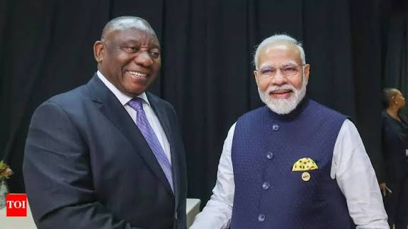 PM Modi Holds Bilateral Talks with South African President Ramaphosa on Sidelines of G20 Summit.